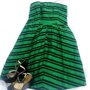 Anthro Green & Navy Moulinette Souers Dress